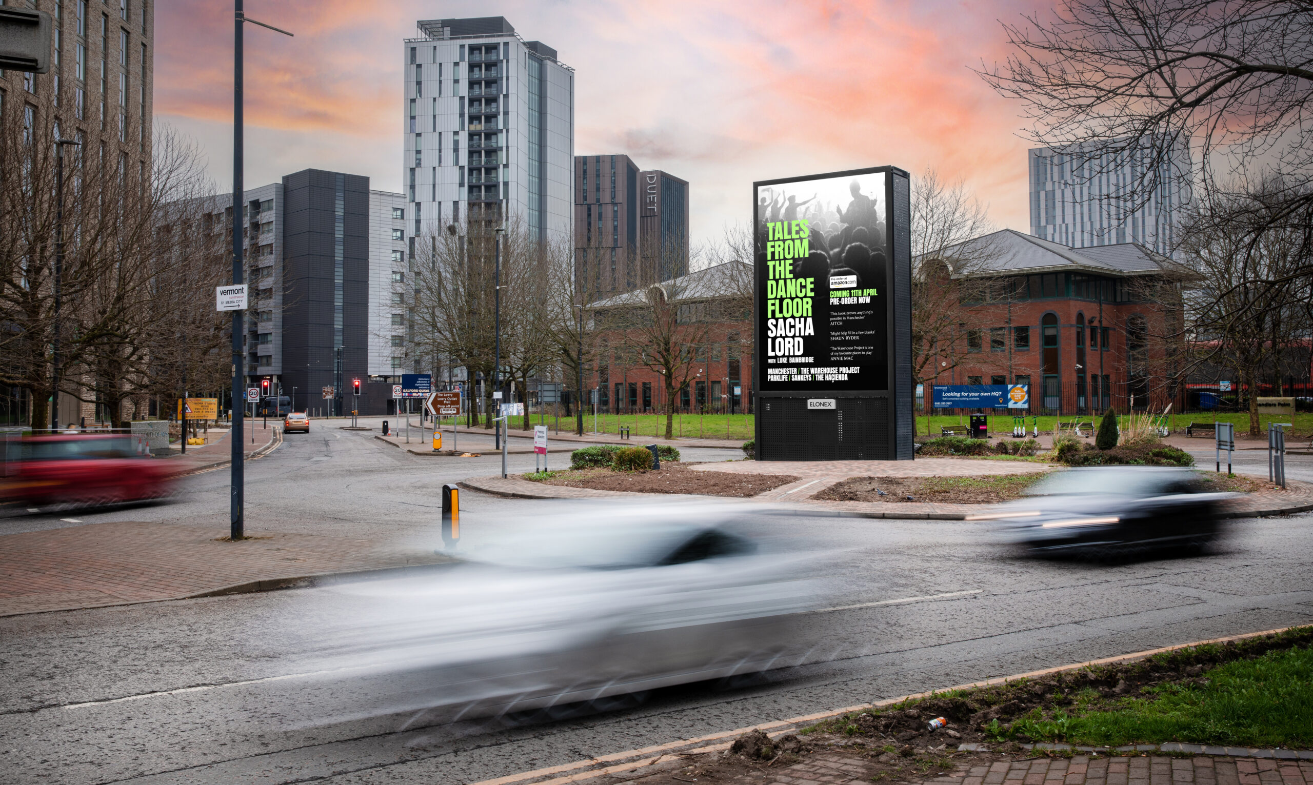 Digital billboard advertising site in Manchester city centre showcasing high-impact outdoor advertising in a busy urban location.