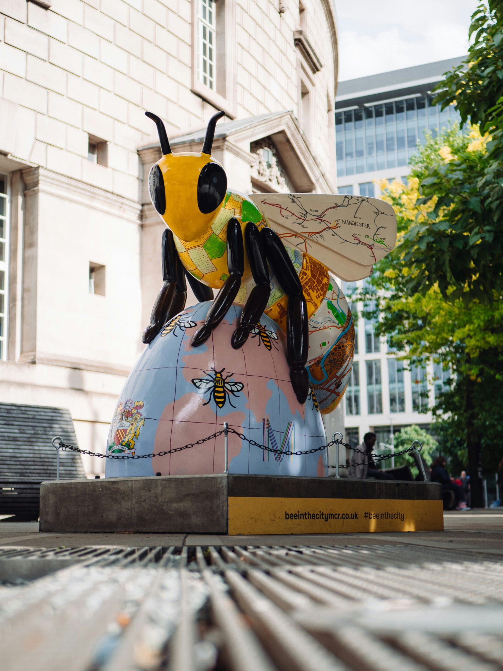 Manchester city centre bee landmark supporting strategic digital billboard and outdoor advertising campaigns in the Manchester area.