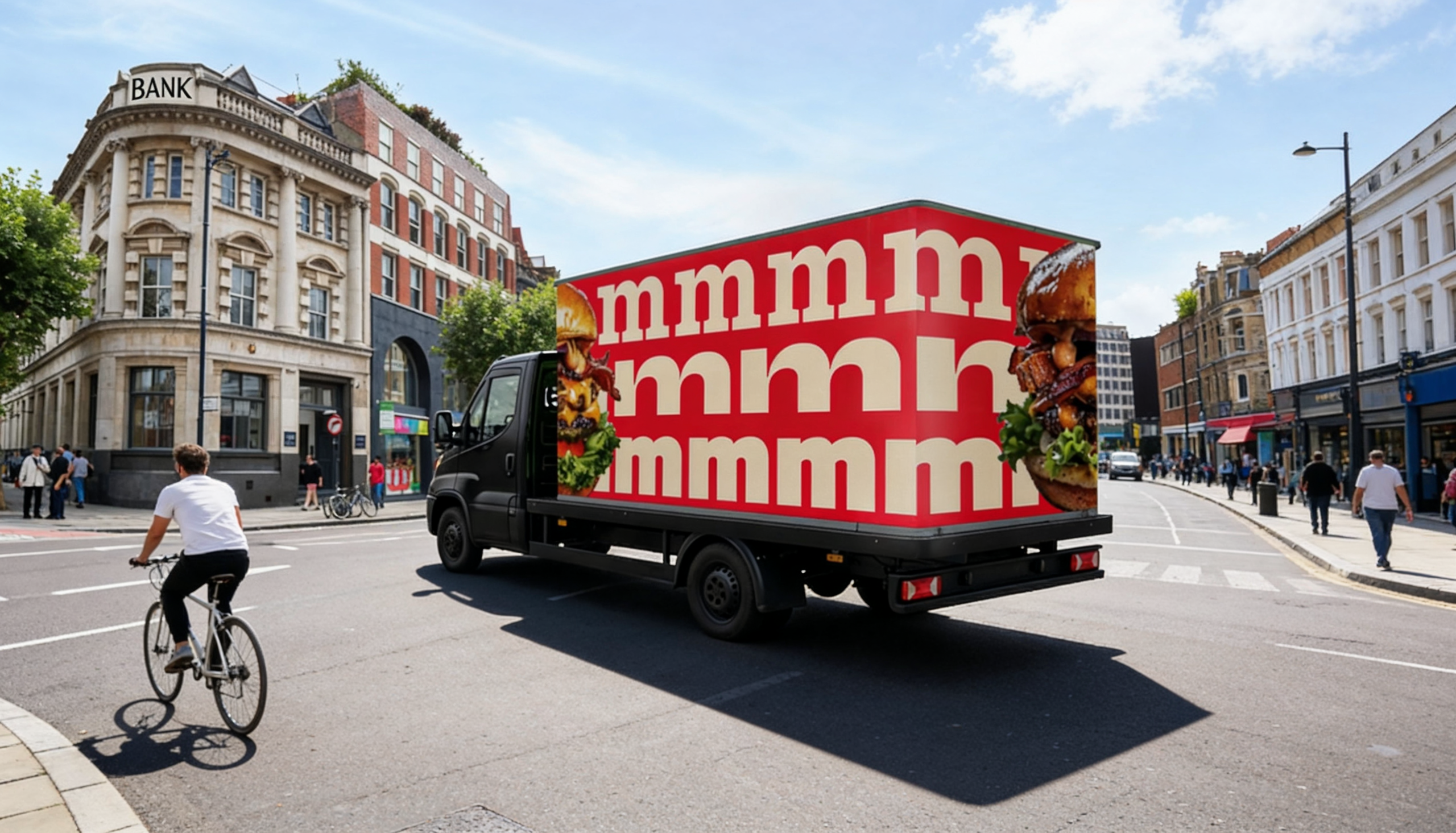 Curved DigiVan Ad Van driving through town