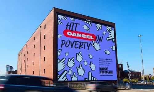 Big Issue advertising campaign at Elonex Victoria Warehouse, Manchester